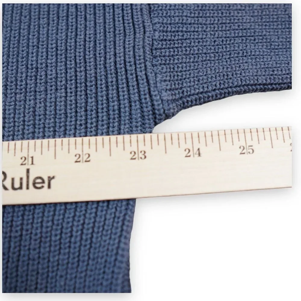 Eastern Mountain Sports Men Sweater Large Blue Henley Collar Pullover Worn Color